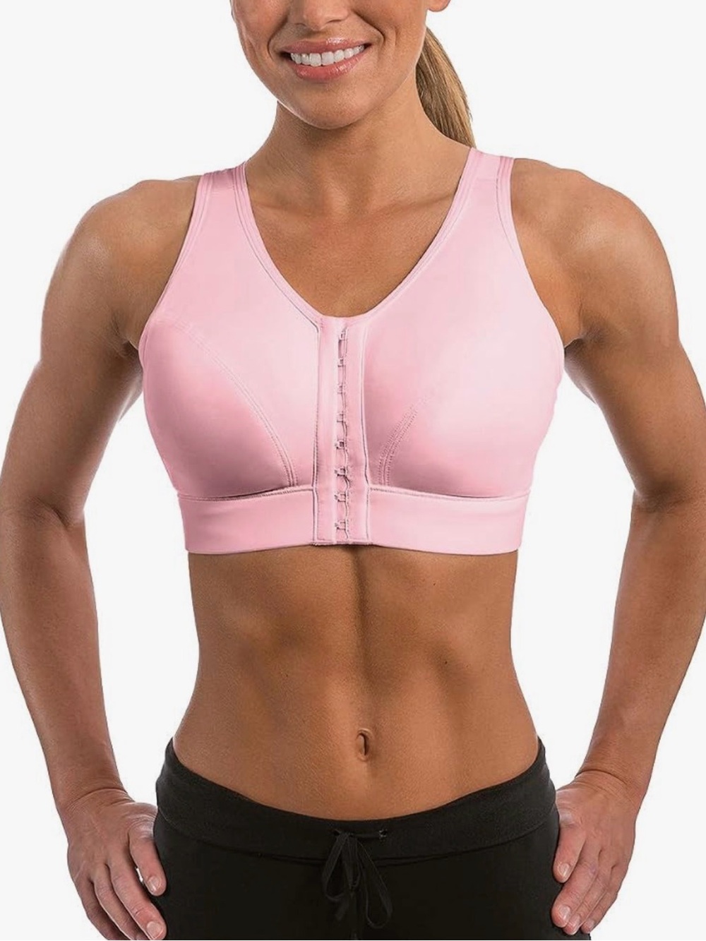 Front-Closure Pink High-Support Sports Bra